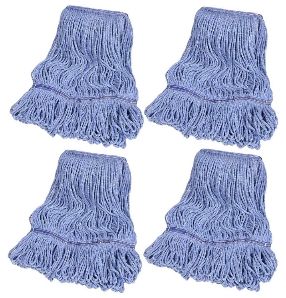 4-Pack Heavy Duty Blue String Mop Head Replacements NEW SEALED PACKAGE
